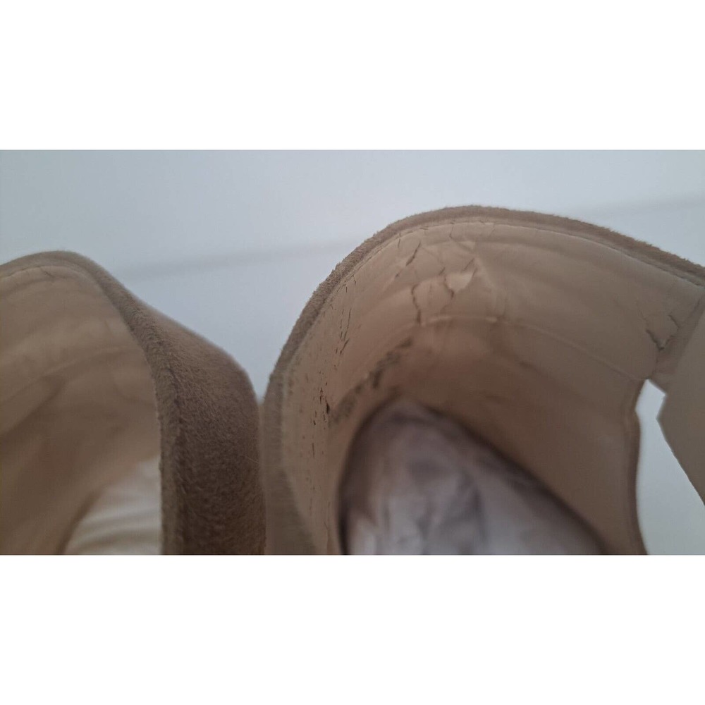 Nine West Tan Suede Leather Chunky Heels Size 7M Jazzyo Open Toe Ankle Buckle - Picture 5 of 8
